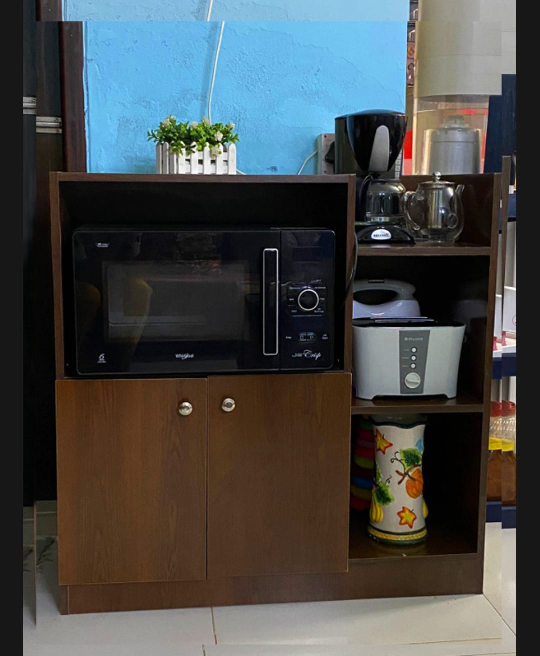 Picture of Timber Furniture Microwave Oven Rack | Multi-functional Crockery storage Cabinet | Wooden Shelf for Essential Storage Kitchen Organizer Rack by Timber Furniture