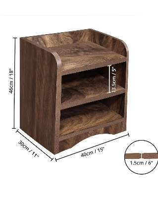 Picture of Timber Furniture Timber Furniture Wooden Side Table - Night Stand & End Table Organiser - 2 Tier Shelf DIY Space Saver Storage Organizer - Bedside Furniture for Bedroom,Living Room,Hallway - Chocolate