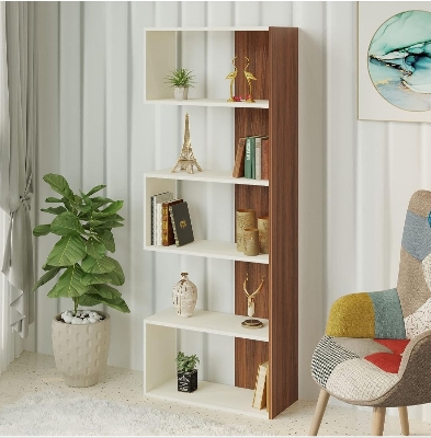 Picture of Timber Furniture Timber Furniture Engineered Wood Bookshelf Cabinet Book Rack Organizer Book Case with Shelves for Décor Display Wall Mount Floor Standing for Home Library