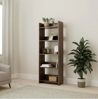 Picture of Timber Furniture Timber Furniture Engineered Wood Bookshelf with 5 Shelves - Chocolate