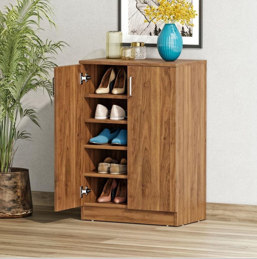 Picture of Timber Furniture Timber Furniture Shoe Rack for Home | 1 Year Warranty | Shoe Rack, Engineered Wood 5 Shelves, Shoe Rack for Home Wooden, Shoe Cabinet for Home, Shoe Rack for Home Wooden with Door - - Cherry