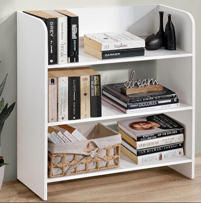 Picture of Timber Furniture ABOUT SPACE Engineered Wood Bookcase with 3 Tier Books Storage Organizer for Kids Multipurpose Shelves for Home, Office, School, Study Room Open Display & Utility  - White
