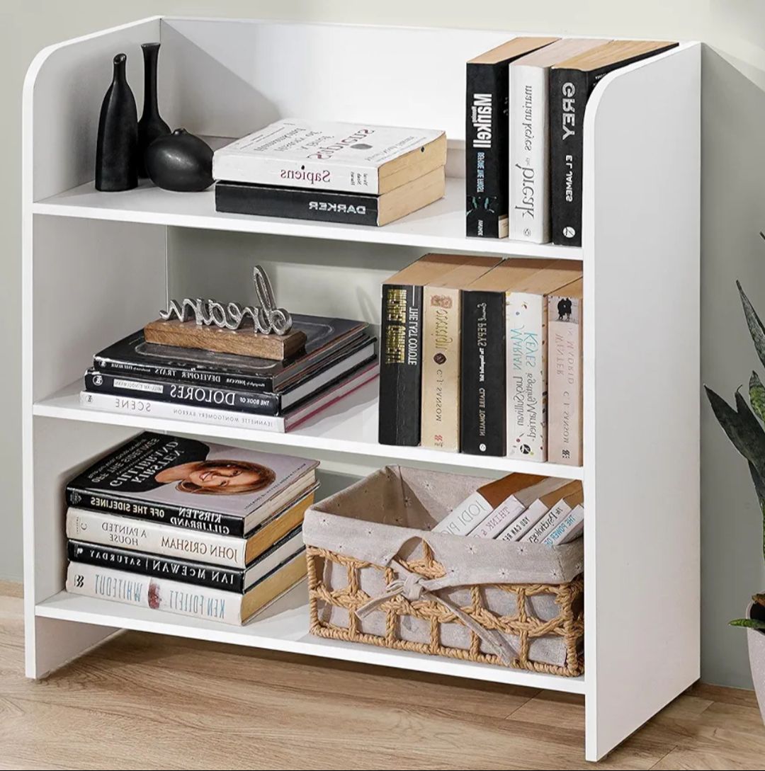 Picture of Timber Furniture ABOUT SPACE Engineered Wood Bookcase with 3 Tier Books Storage Organizer for Kids Multipurpose Shelves for Home, Office, School, Study Room Open Display & Utility  - White