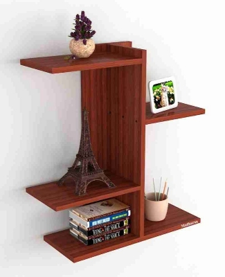 Picture of Timber Furniture Wall Hanging Bookshelf Storage Cabinet - Cherry