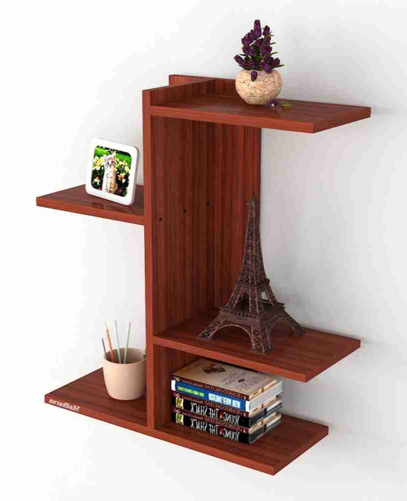 Picture of Timber Furniture Wall Hanging Bookshelf Storage Cabinet - Cherry