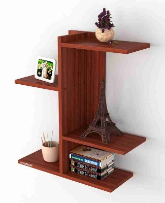 Picture of Timber Furniture Wall Hanging Bookshelf Storage Cabinet - Cherry