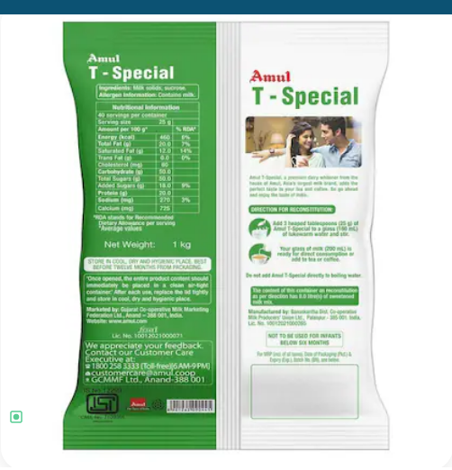 Picture of T-Special Premium Dairy Whitener Milk Powder 1 kg(indian)