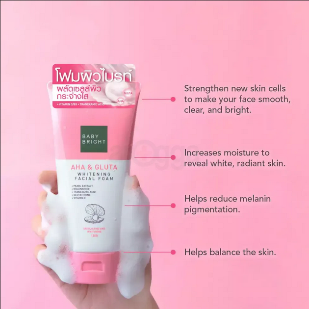 Picture of Baby Bright AHA & Gluta Whitening facial foam Best Face Wash 120ml
