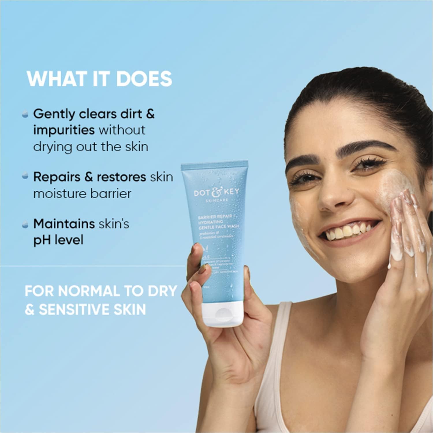 Picture of Dot and Key Barrier Repair, Hydrating ph 5.5 Gentle Face Wash for Normal, Dry and Sensitive Skin