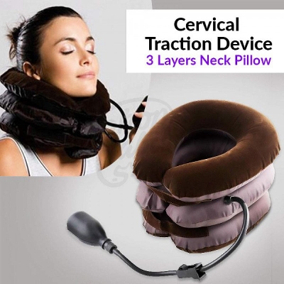 Picture of 3 Layer Inflatable Air Cervical Neck Traction Device Soft Neck Collar Pillow Pain Stress Relief Neck Posture Stretching Brace