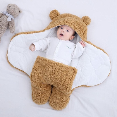 Picture of Baby Sleeping Bag Ultra-Soft Fluffy Fleece Newborn Receiving Blanket Infant Boys Girls ClothesSleeping Nursery Wrap Swaddle