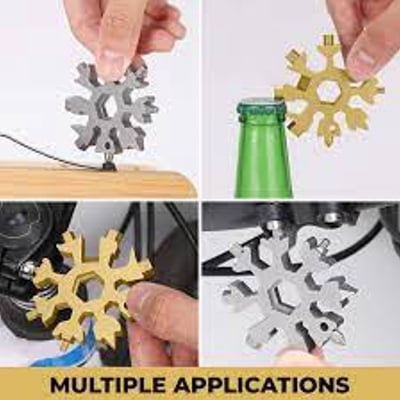 Picture of Amenitee 18-in-1 Snowflake Multi-Tool - Easy N Genius - Saker 18-in-1 Stainless Steel Snowflakes Multi-Tool (Standard, Stainless Steel)