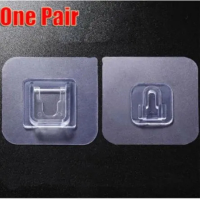 Picture of 1 Pair Double Sided Wall Adhesive Hook Socket Holder Cable Storage Plug Fixing Organize Seamless Waterproof Reusable