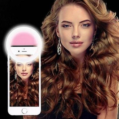 Picture of Rechargeable Selfie Ring Light Mobile Phone Selfie Light Clip-on Fill Light Selfie Ring LED Lamp Rotating Universal Selfie Ring