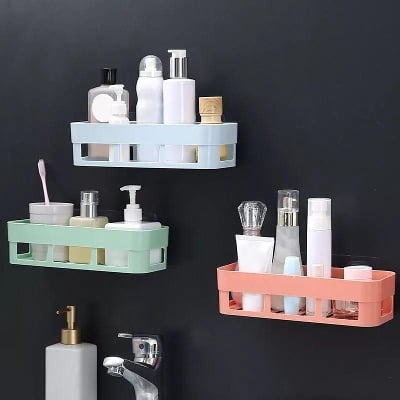Picture of Multipurpose Bathroom Shelf, Wall Hanging Storage Rack / with Self Adhesive Magic Sticker