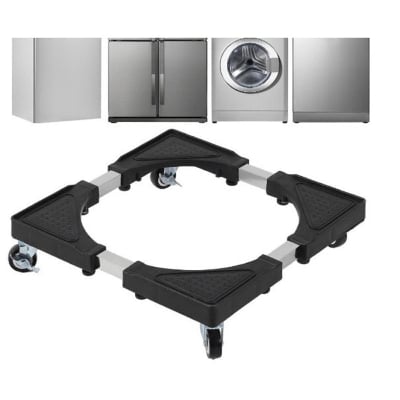 Picture of Washing Machine Stand Mount - Multi-function Roller Washing Machine Mobile Refrigerator Base Reinforced Retractable Movable Rack with Wheels Kitchen Fridge Base Bracket