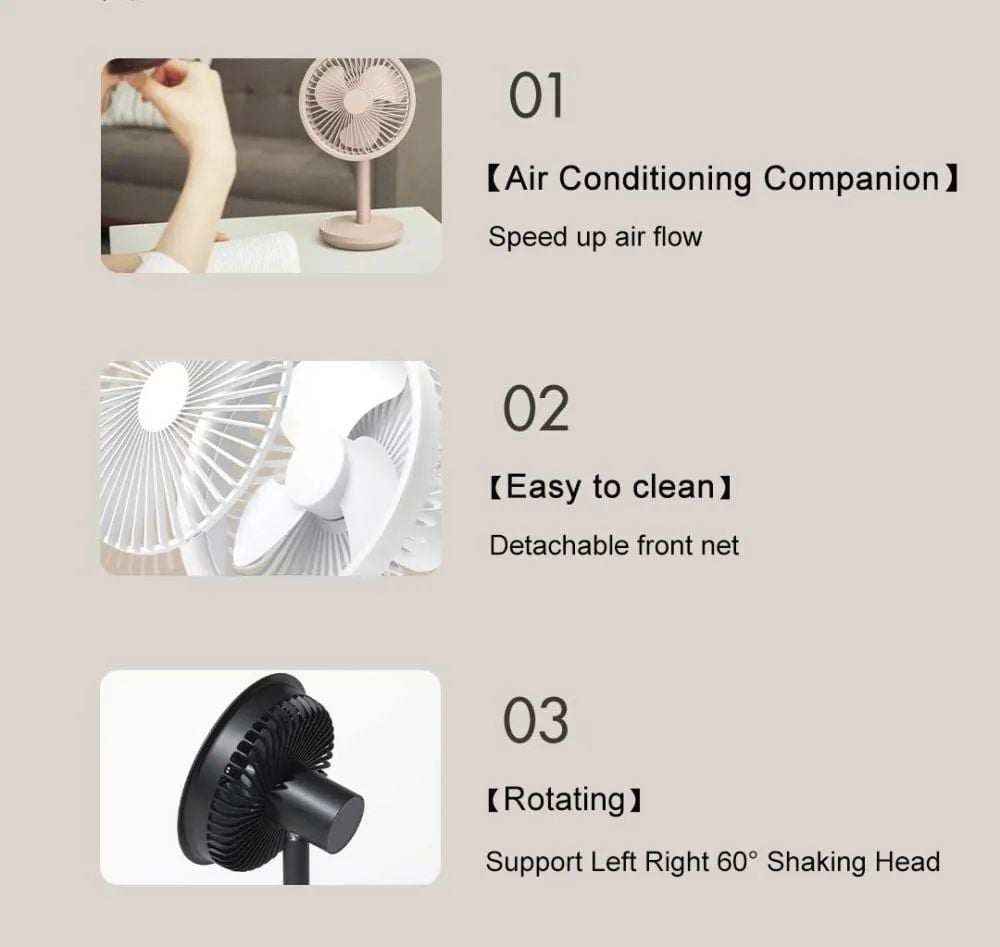 Picture of Xiaomi SOLOVE F5 Pro  Rechargeable Fan 4000mAh with Swing & Extendable - Black