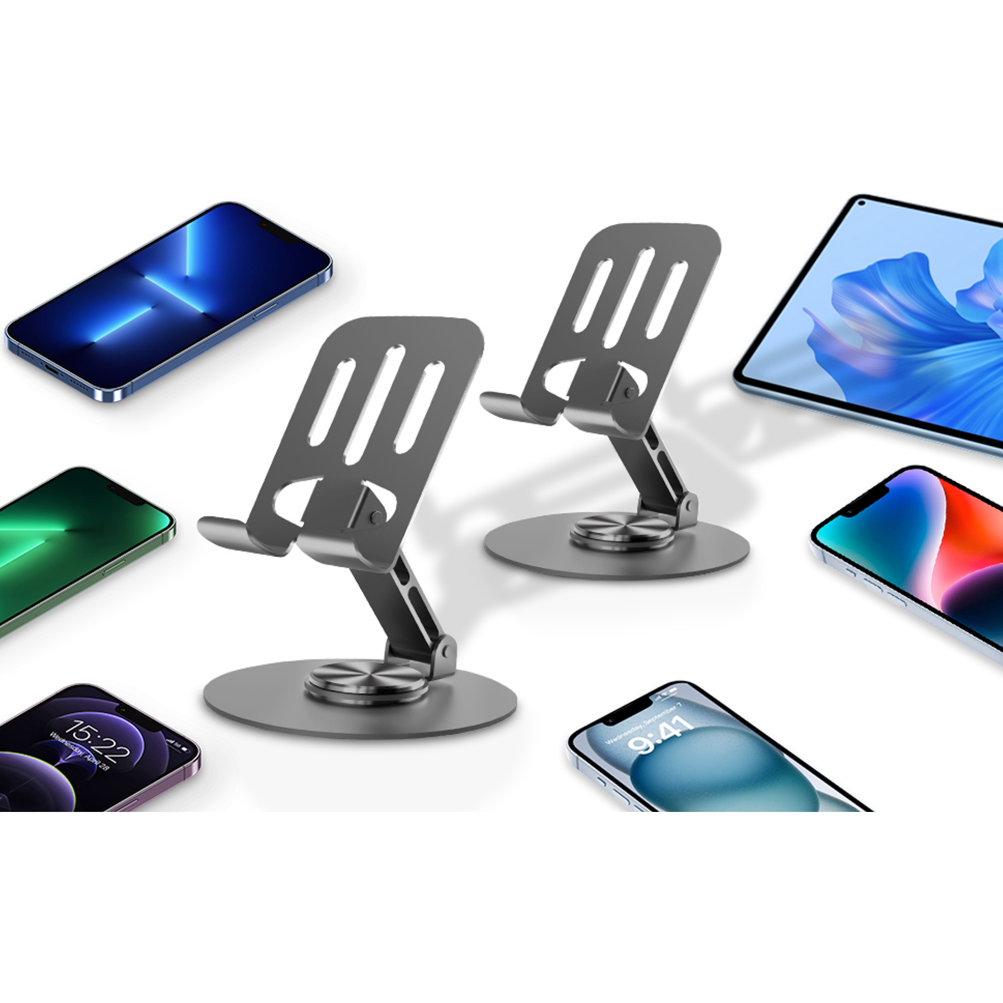 Picture of FOLDING ALUMINUM PHONE & TABLET STAND WITH 360° ROTATION