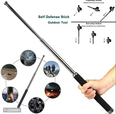 Picture of 3 Section Telescopic Black Hiking Poles Titanium Steel Walking Stick Foldable Hiking Poles