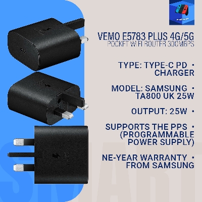 Picture of Samsung TA800 UK 25W Type-C PD Charger (Original, 1 Year Warranty) - Black