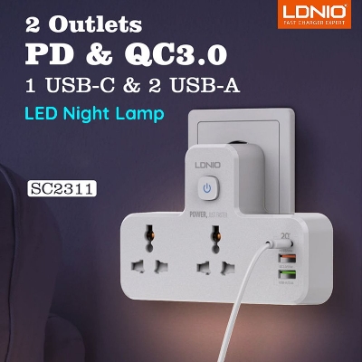 Picture of LDNIO SC2311 20W 3-Port USB Charger Extension Power Strip - White
