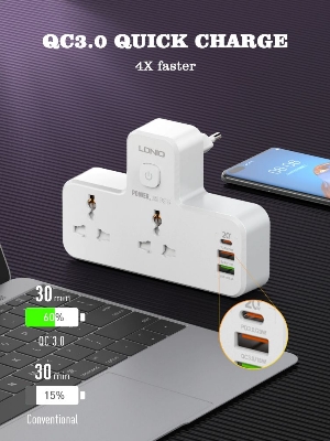 Picture of LDNIO SC2311 20W 3-Port USB Charger Extension Power Strip - White