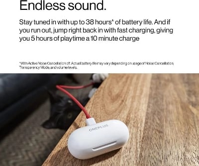 Picture of OnePlus Buds Z2 True Wireless Earbuds- Black Color(12 months replacement warranty) - Black