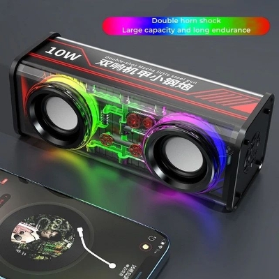 Picture of Mecha 10W Transparent Dual Bluetooth Speaker - Clear