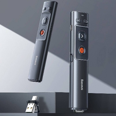 Picture of Baseus Wireless Presenter- Orange Dot- Grey Color - Grey
