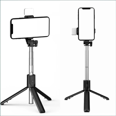 Picture of P20S R1 R1S Bluetooth Wireless Remote Selfie Stick LED light 3 in 1 Extendable Foldable Handheld Monopod Tripod Stand Holder