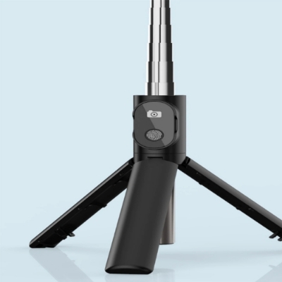 Picture of P20S R1 R1S Bluetooth Wireless Remote Selfie Stick LED light 3 in 1 Extendable Foldable Handheld Monopod Tripod Stand Holder