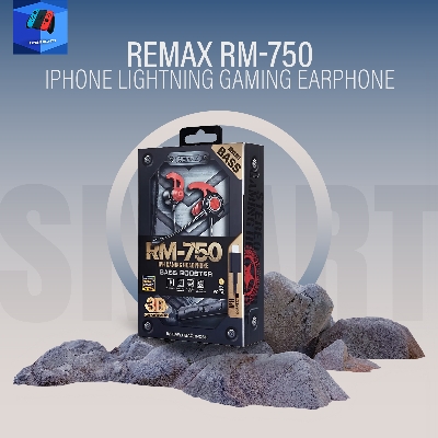 Picture of REMAX RM-750 IPhone Lightning Gaming Earphone – Black And Red - Black