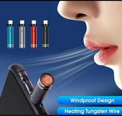 Picture of Usb-C Mini Lighter Tungsten Wire No Flame Blow Ignition Travel Safe Tool
