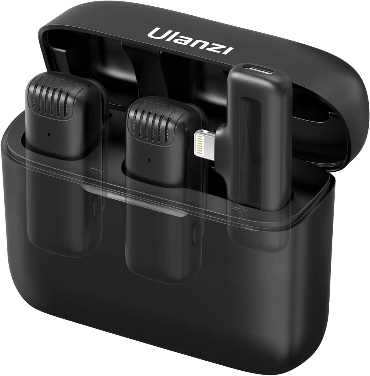 Picture of Ulanzi J12 Dual Wireless Microphone For iPhone With Charging Case - Black