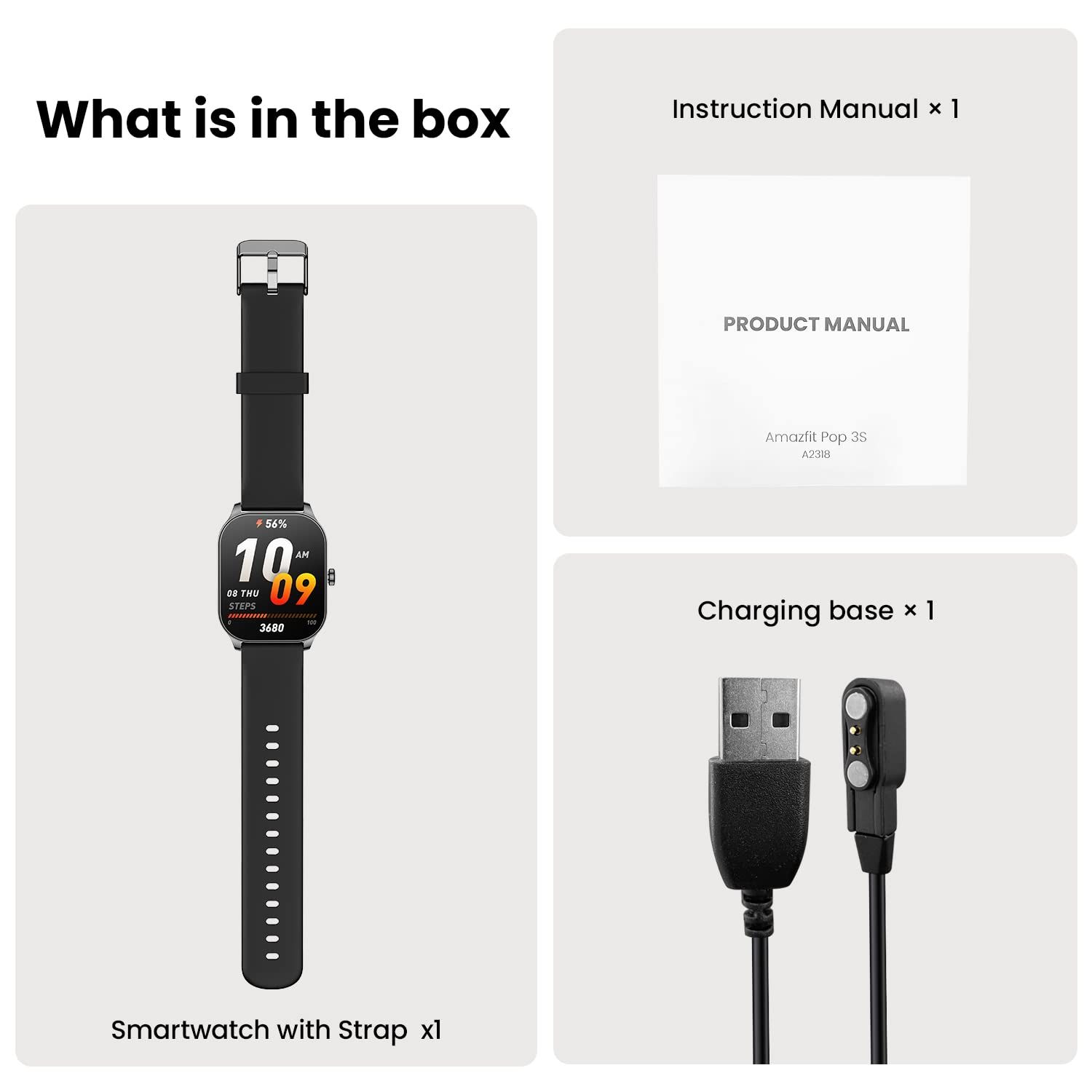 Picture of Amazfit Pop 3S Smart Watch(1 year replacement warranty) - Black