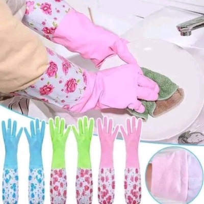 Picture of High Quality Silicone Dish Washing Kitchen Hand Gloves (Multicolor)