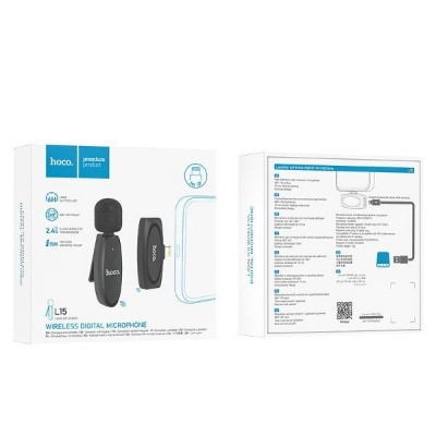 Picture of Hoco L15 Lightning Lavalier Wireless Microphone (For IPhone) - Black