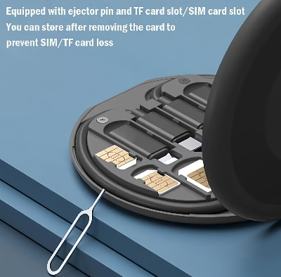 Picture of 60W 5-in-1 Multi-Type Phone Micro USB Type Fast Charging Data Cable Set for Apple, Android, Type С Charging with Retrieve Card Pin, Round Storage Box - Black