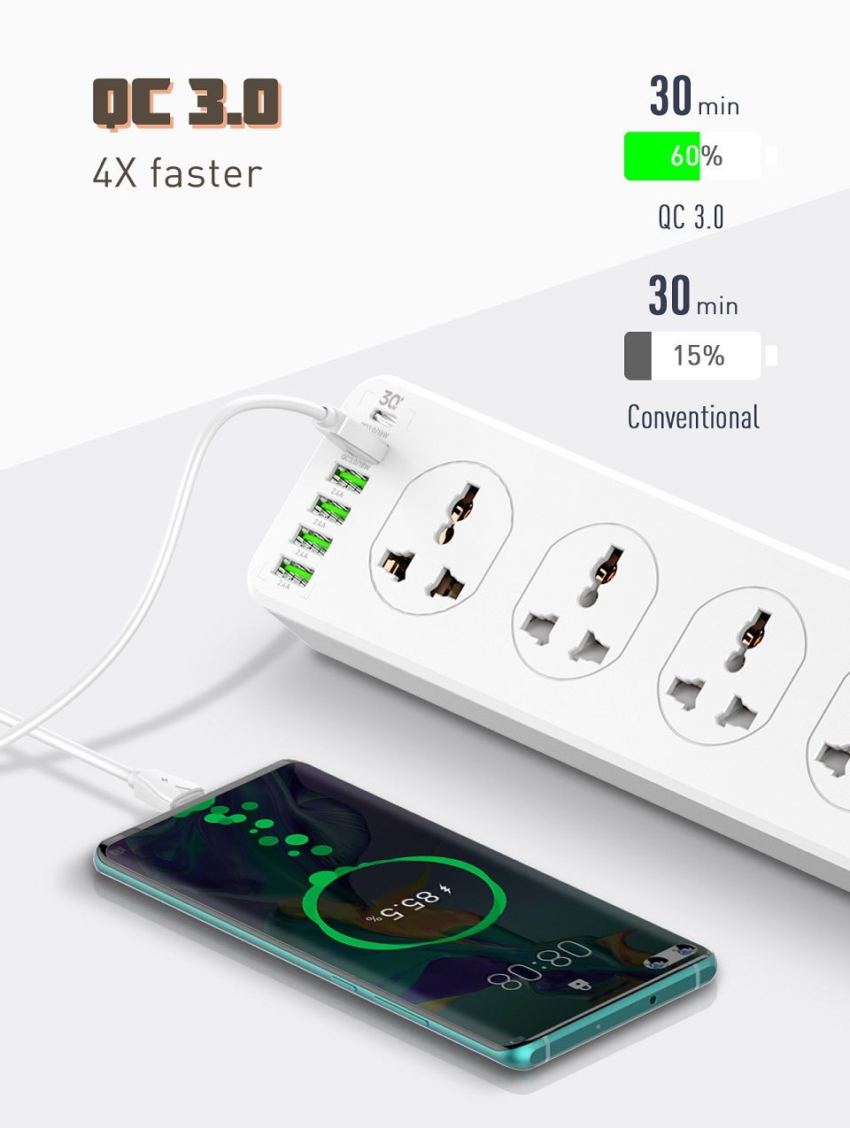 Picture of LDNIO SC10610 30W 10-Port 6 USB port Charger Power Strip Original(2 years replacement warranty)