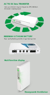 Picture of SKE 432P mini UPS for Router, ONU, Camera 25 Watt 5v 9v 12v+12v & PoE support 15/24v(built in adaptor)(Original 2 years replacement warranty) - White