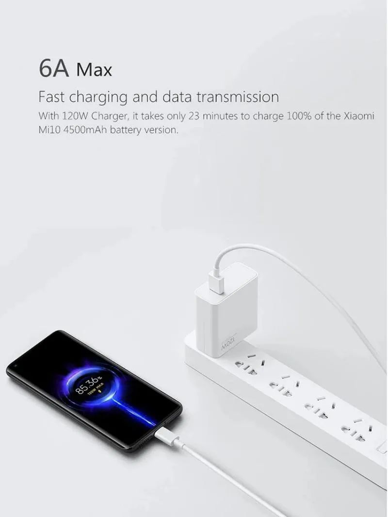 Picture of Xiaomi Mi 120W HyperCharge Turbo Adapter with Cable Original(1 year replacement warranty)