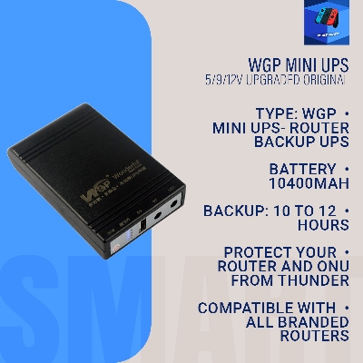Picture of wgp Mini UPS 5/12/12V upgraded Original(10,400mAh)(2 years replacement warranty) - Black