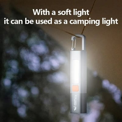 Picture of Smiling Shark SD1023 LED Multifunctional Flashlight with Hook Camping Light USB Rechargeable Zoomable - Grey