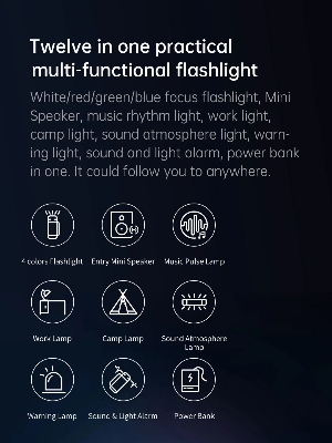 Picture of Xiaomi NexTool (NE20161) Outdoor 12 in1 Thunder Music Flashlight(1 year replacement warranty) - Black