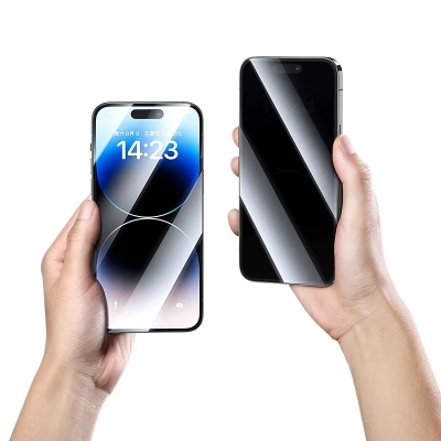 Picture of USAMS US-BH833 Anti-spy HD Tempered Glass Privacy Screen Protector with Installation Tool for iPhone 13Pro MAX iPhone 14Plus - Black