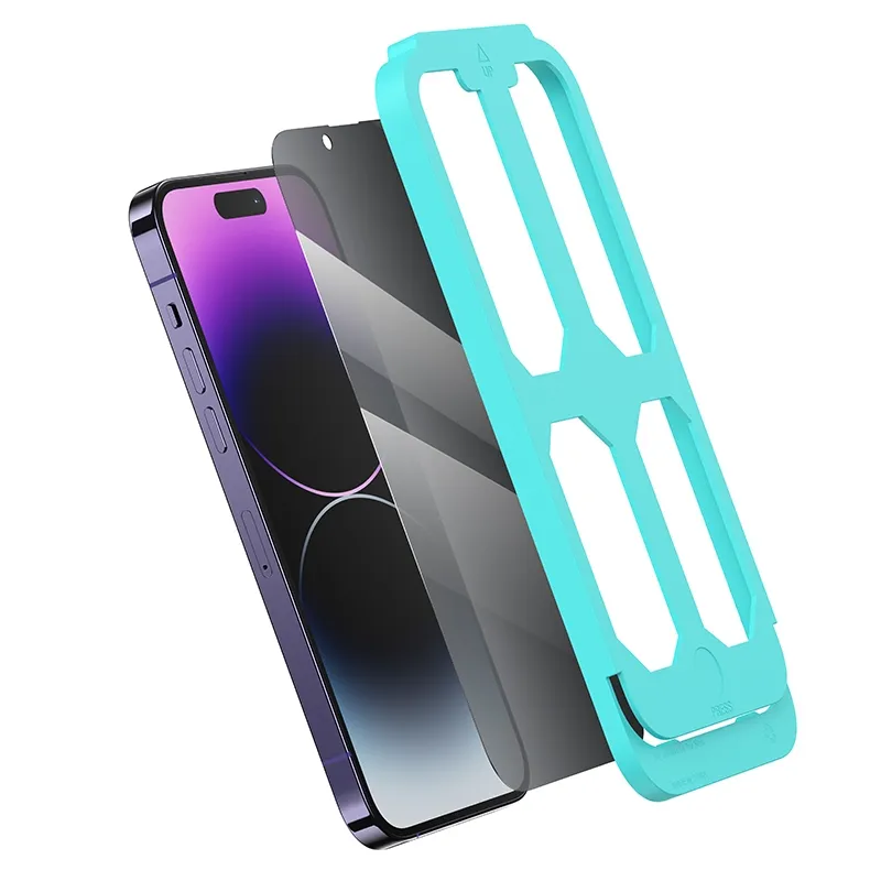 Picture of USAMS US-BH833 Anti-spy HD Tempered Glass Privacy Screen Protector with Installation Tool for iPhone 13Pro MAX iPhone 14Plus - Black