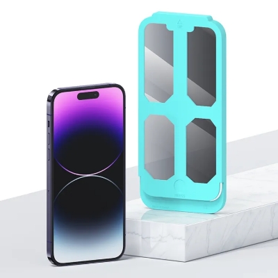 Picture of USAMS US-BH833 Anti-spy HD Tempered Glass Privacy Screen Protector with Installation Tool for iPhone 14Pro - Black
