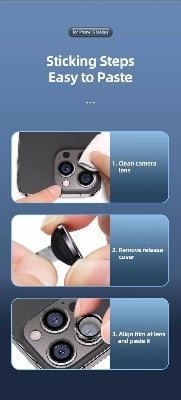 Picture of USAMS US-BH791 Camera Lens Alloy Ring Glass for iPhone 13  - Black