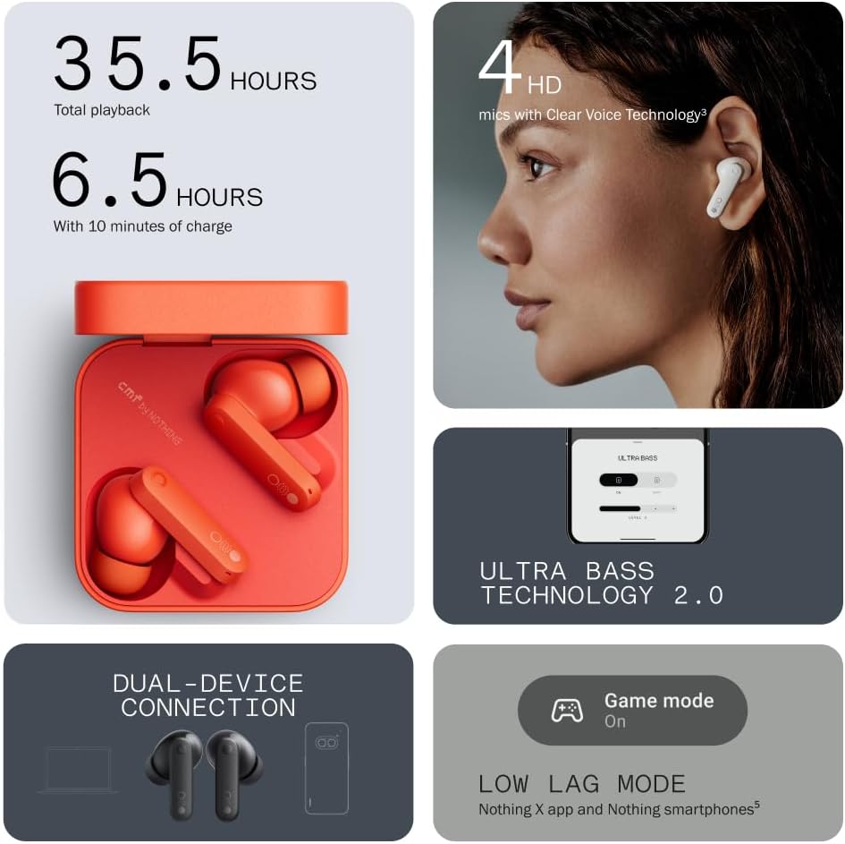 Picture of CMF Buds By Nothing 42dB ANC Earbuds Global version 1 year replacement warranty - Black