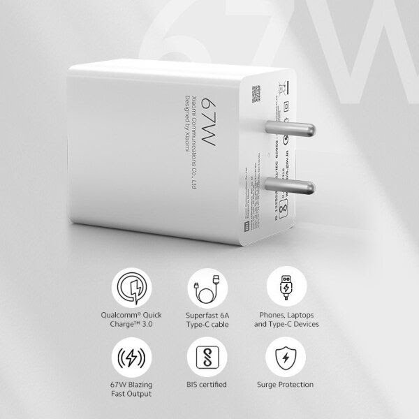 Picture of Xiaomi 67W GaN Charger with USB-C Cable(1 year replacement warranty) - White